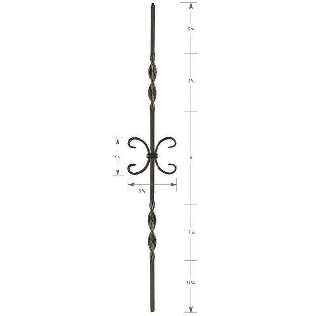 1331 Single Butterfly and Two Ribbons Hollow Baluster, 12mm