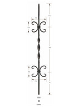 3332 Hollow Ribbon with Two Scrolls Iron Baluster