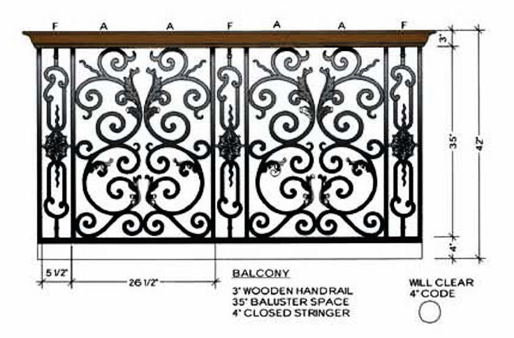 Bordeaux Decorative Panels, Dimensional Information Balcony