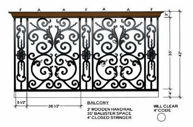 Bordeaux Decorative Panels, Dimensional Information Balcony