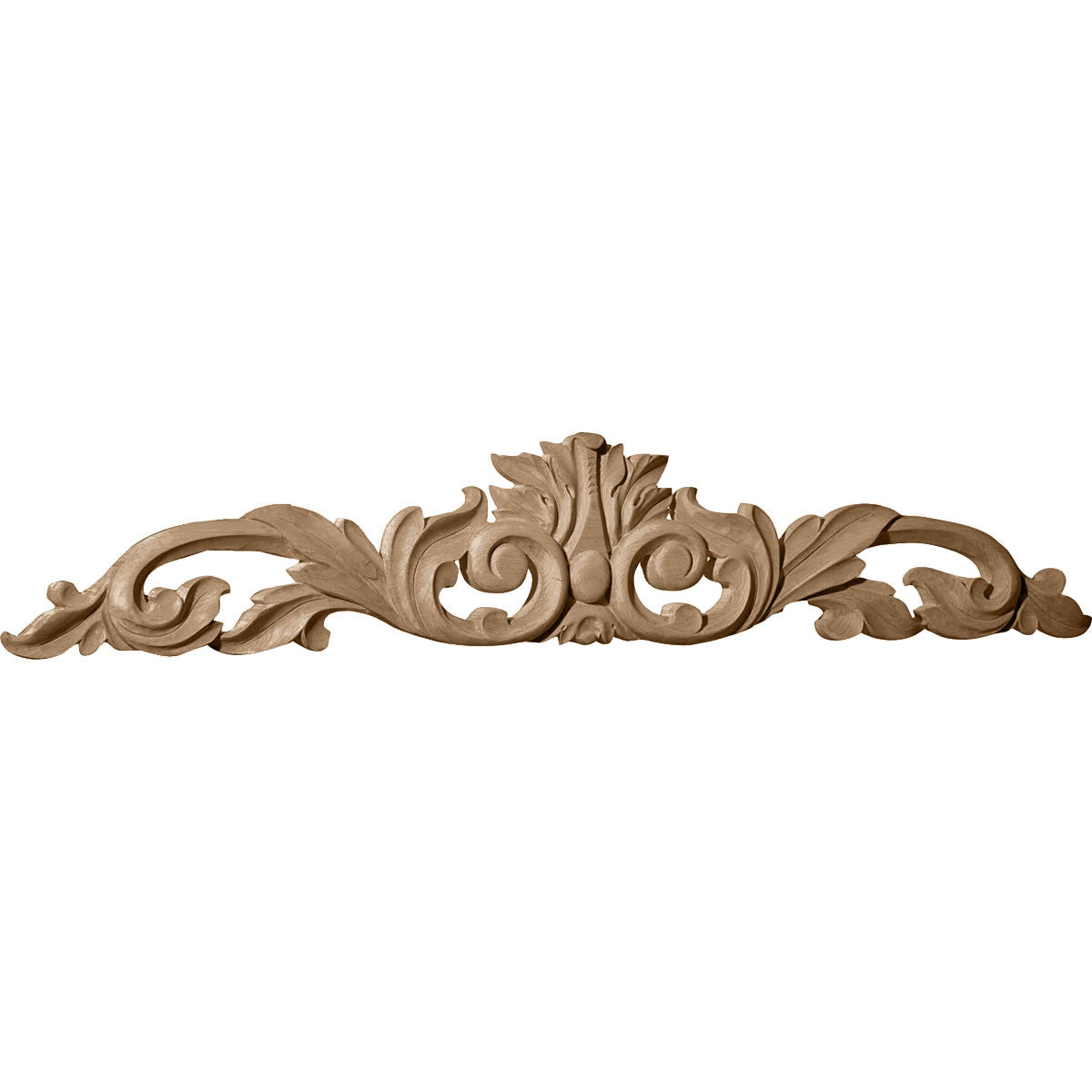 Green Leaf Center with Scrolls Onlay, Large (ONL36X06X01LF)