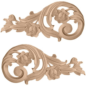 Rose Scrolls Onlay, Pair Small (ONL07X03X01RO)