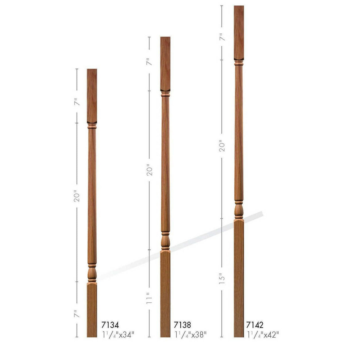 F-7138 38" Fluted Colonial Elegant Rise Baluster Set
