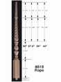 8515R 39" Rope Twist Jefferson Baluster Dimensional Information