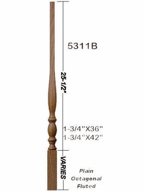 F-5311 Fluted 36" Utah Classic Square Top Baluster 