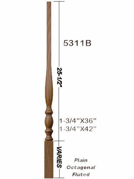 F-5311 Fluted 36" Utah Classic Square Top Baluster 
