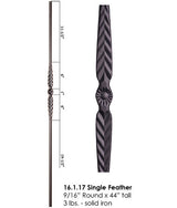 HF16.1.17 Single Feather Round Iron Baluster