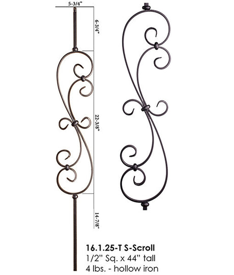 HF16.1.25-T S-Scroll Tubular Steel Baluster