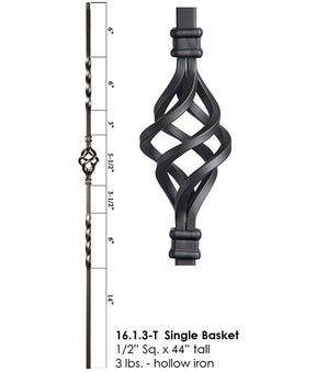 HF16.1.3-T Single Basket Tubular Steel Baluster