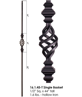 HF16.1.45-T Single Basket with Knuckles Tubular Steel