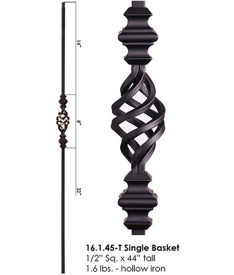 HF16.1.45-T Single Basket with Knuckles Tubular Steel