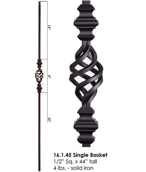 HF16.1.45 Single Basket with Knuckles Iron Baluster