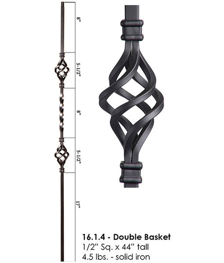 HF16.1.4 Double Basket Single Twist Iron Baluster