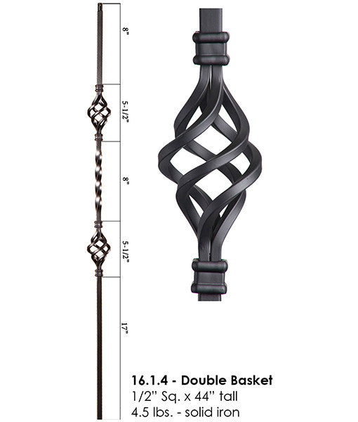 HF16.1.4 Double Basket Single Twist Iron Baluster