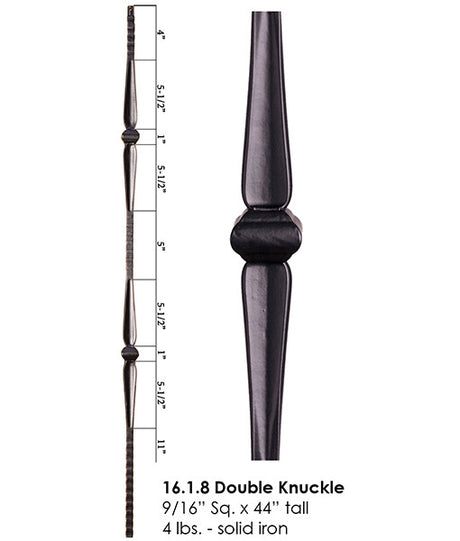 HF16.1.8 Double Knuckle Gothic Hammered Iron Baluster