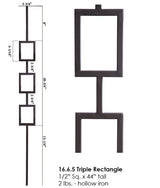 HF16.6.5 Triple Square Tubular Steel Baluster
