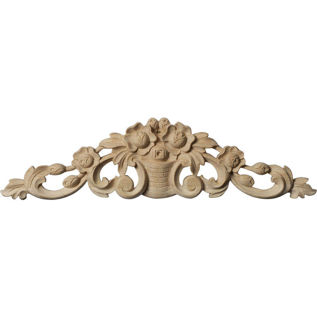 Bradford Flower Basket with Scrolls Onlay, Small (ONL12X03X01BR)