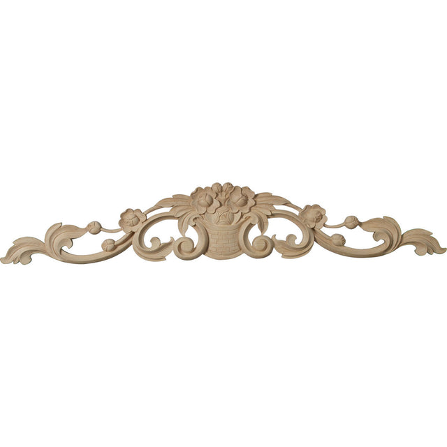Bradford Flower Basket with Scrolls Onlay, Large (ONL36X06X01BR)
