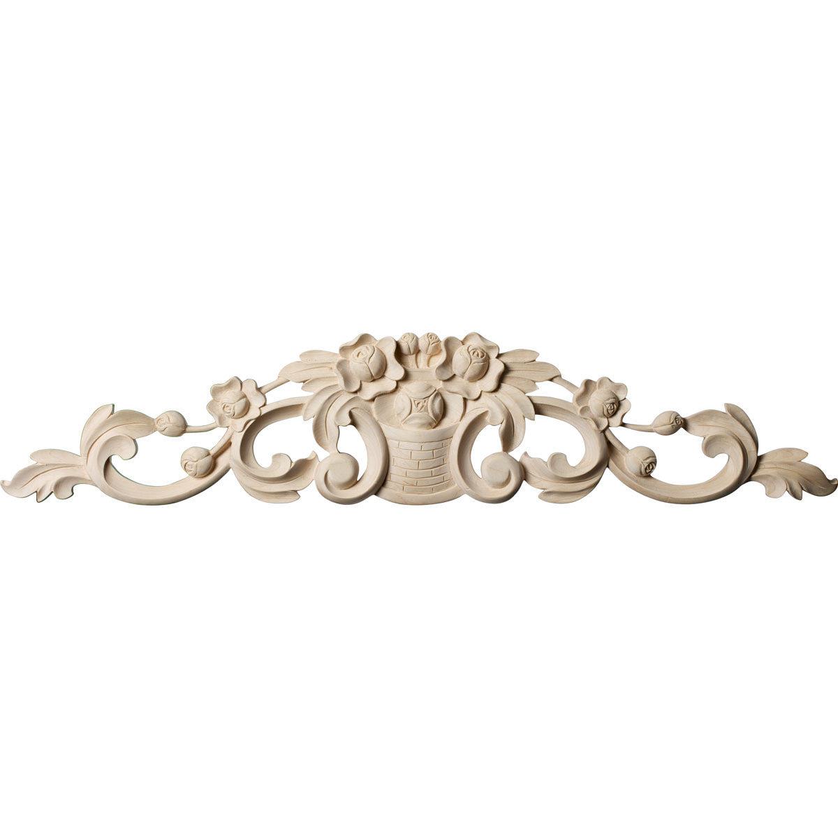 Bradford Flower Basket with Scrolls Onlay, Medium (ONL25X05X01BR)