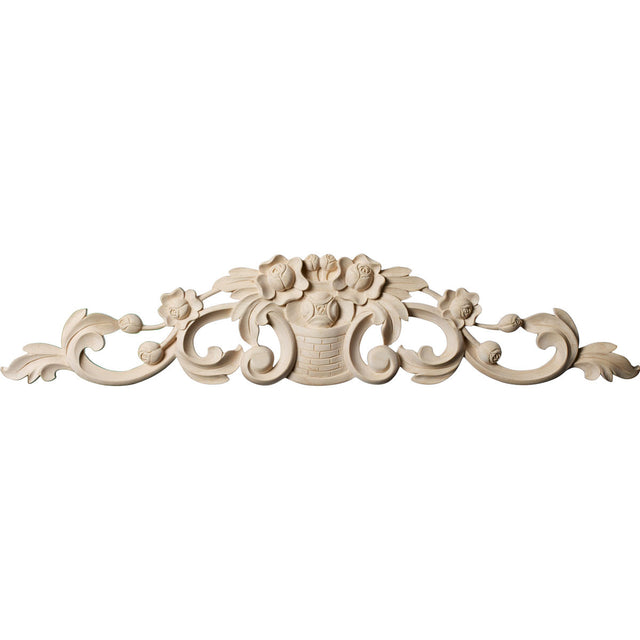 Bradford Flower Basket with Scrolls Onlay, Medium (ONL25X05X01BR)