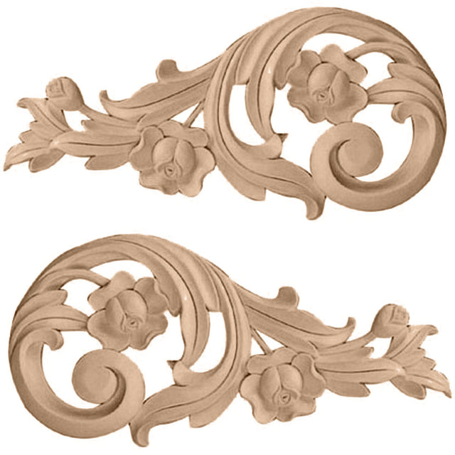 Rose Scrolls Onlay, Pair Medium (ONL09X04X01RO)