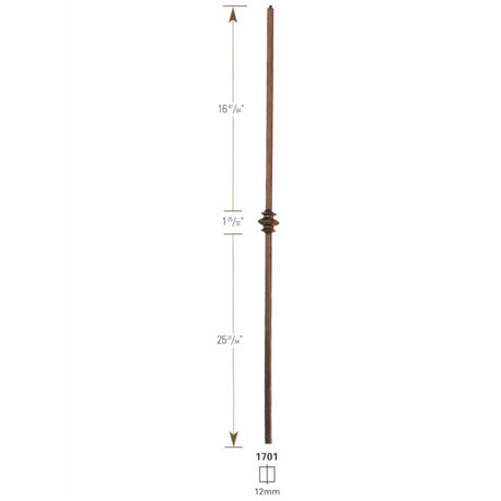 1701 (Solid), or 3701 (Hollow) Single Knuckle Baluster