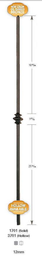 3701 Hollow Single Knuckle 12mm Baluster
