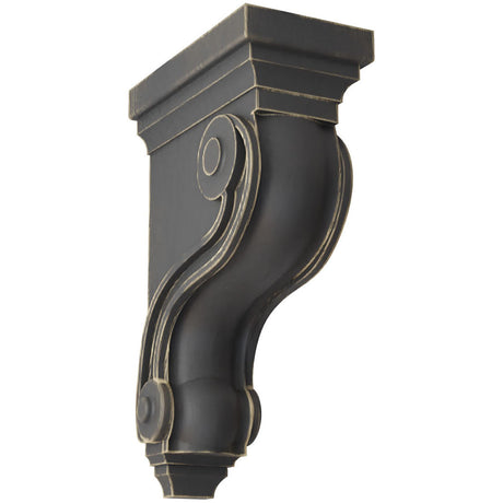 Boston Traditional Scroll Wood Vintage Corbel, Vintage Black