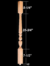 1805O 39" Octagonal 1800's Square Top Baluster Dimensional Information