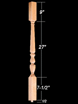 1805O 44" Octagonal 1800's Square Top Baluster Dimensional Informaton