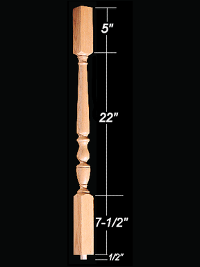 1805 35" 1800's Plain Square Top Baluster