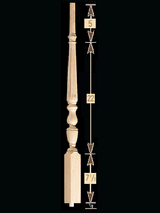 1815R 35" 1800's Reeded Pin Top Baluster Dimensional Information