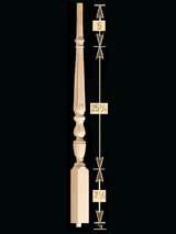 1815R 39" The 1800's Reeded Pin Top Baluster Dimensional Information