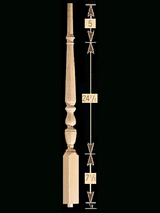 1815O 37.5" 1800's Octagonal Pin Top Baluster Dimensional Information