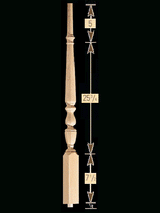 1815O 39" 1800's Octagonal Pin Top Baluster Dimensional Information