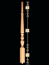 1815 35" The 1800's Plain Pin Top Baluster Dimensional Information