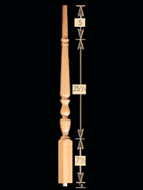 1815 39" The 1800's Plain Pin Top Baluster Dimensional Information