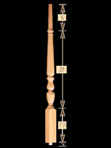 1815 44" The 1800's Plain Pin Top Baluster Dimensional Information