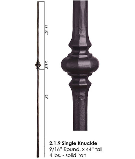 HF2.1.9 Single Knuckle Round Tuscan Iron Baluster