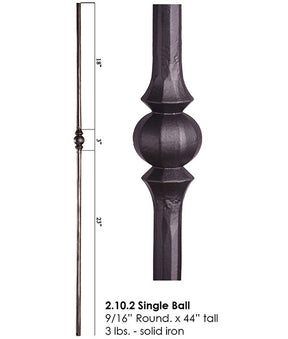HF2.10.2 Tuscan Single Knuckle Round Iron Baluster