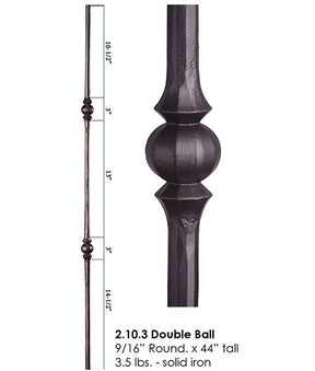 HF2.10.3 Tuscan Double Knuckle Round Iron Baluster