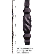 HF2.9.13 Hammered Double Knob Iron Baluster