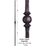 HF2.9.28-T Tuscan Tubular Hammered Iron Single Ball