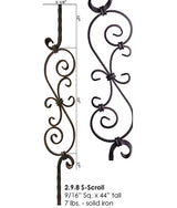 HF2.9.8 Tuscan Feathered S-Scroll Iron Baluster