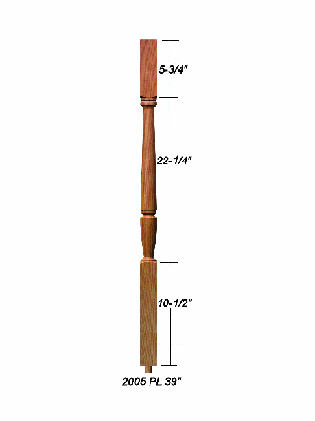 2005 39" Bunker Hill Baluster Dimensional Information