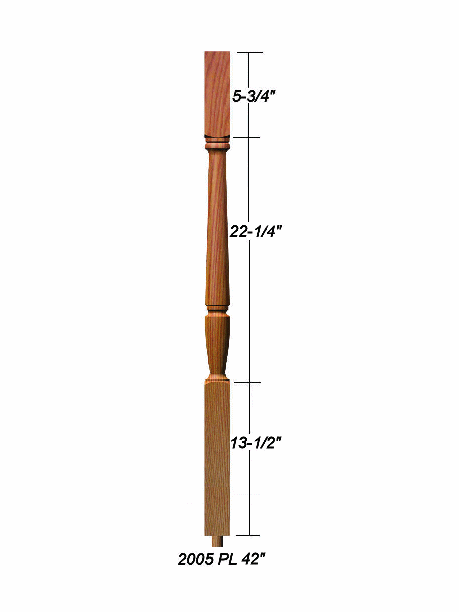 2005 42" Bunker Hill Baluster Dimensional Information
