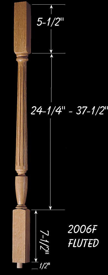 C-2006F 37-1/2" Fluted Carolina Baluster