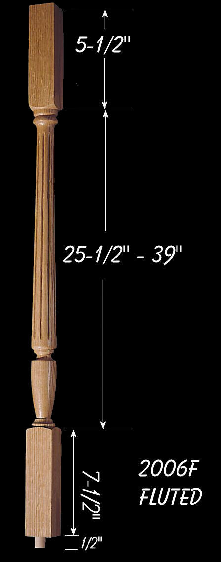 C-2006F 39" Fluted Carolina Baluster