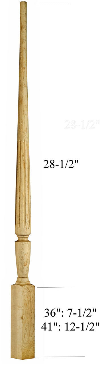 2015F 36" Fluted Stockbridge pin top baluster dimension