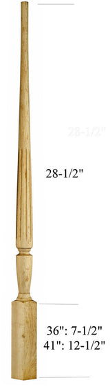 2015F 41" Fluted Stockbridge pin top baluster dimension